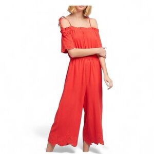 Anthropologie Moon River Lela Jumpsuit PXS NWT Red Wide Leg Cottagecore Boho